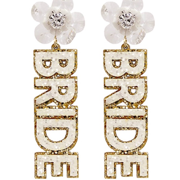 " BRIDE " and Flower Link Earrings - Picture 1 of 1
